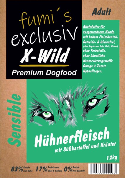 fumi´s exclusiv X-Wild Hühnerfleisch mit Süßkartoffel und Kräuter 12kg