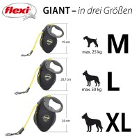 Flexi Giant NEON Gurt L schwarz 8m 5