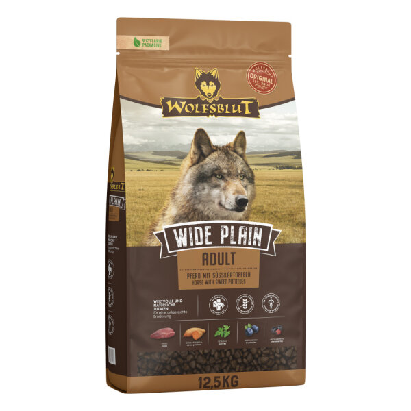 WOLFSBLUT Adult Wide Plain - Pferd und Süßkartoffel 12,5 kg