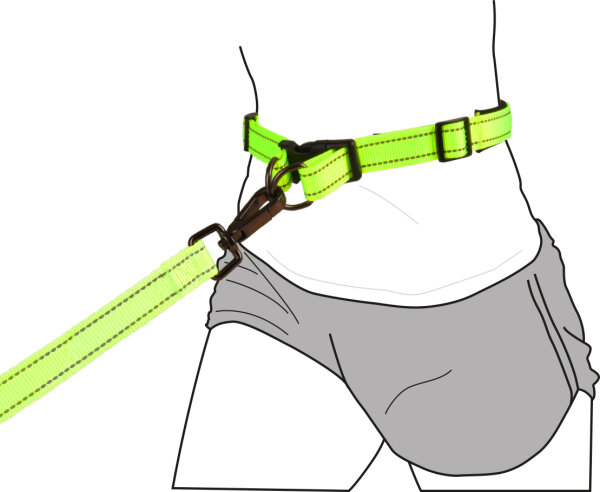 JOGGINGLEINE + TAILLENGURT DIRAN GELB L LEINE 118CM / GURT 100-130CM