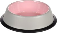 FUTTER- UND TRINKNAPF NELL RUND HELLGRAU & ROSA 450ml