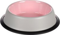 FUTTER- UND TRINKNAPF NELL RUND HELLGRAU & ROSA 450ml