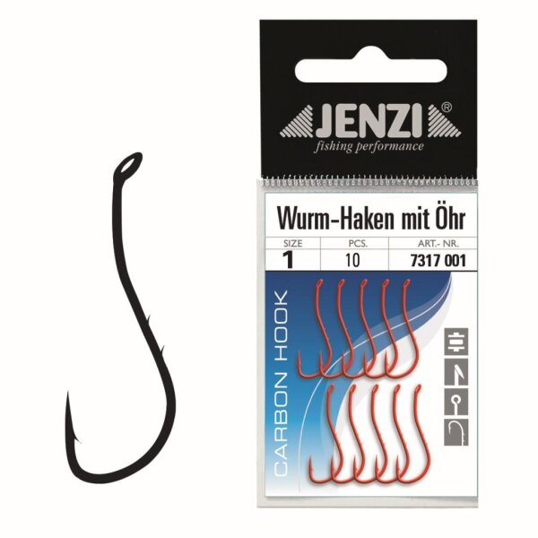 JENZI Wurmhacken rot mit Öhr 10Stück