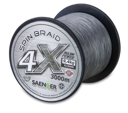 SAENGER 4 X Spin Braid grey Meterware 0,12mm/9,4kg