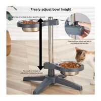 Verstellbare Futter- und Trinkstation inkl. 2 Edelstahlnäpfe (16 cm)