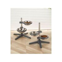 Verstellbare Futter- und Trinkstation inkl. 2 Edelstahlnäpfe (16 cm)
