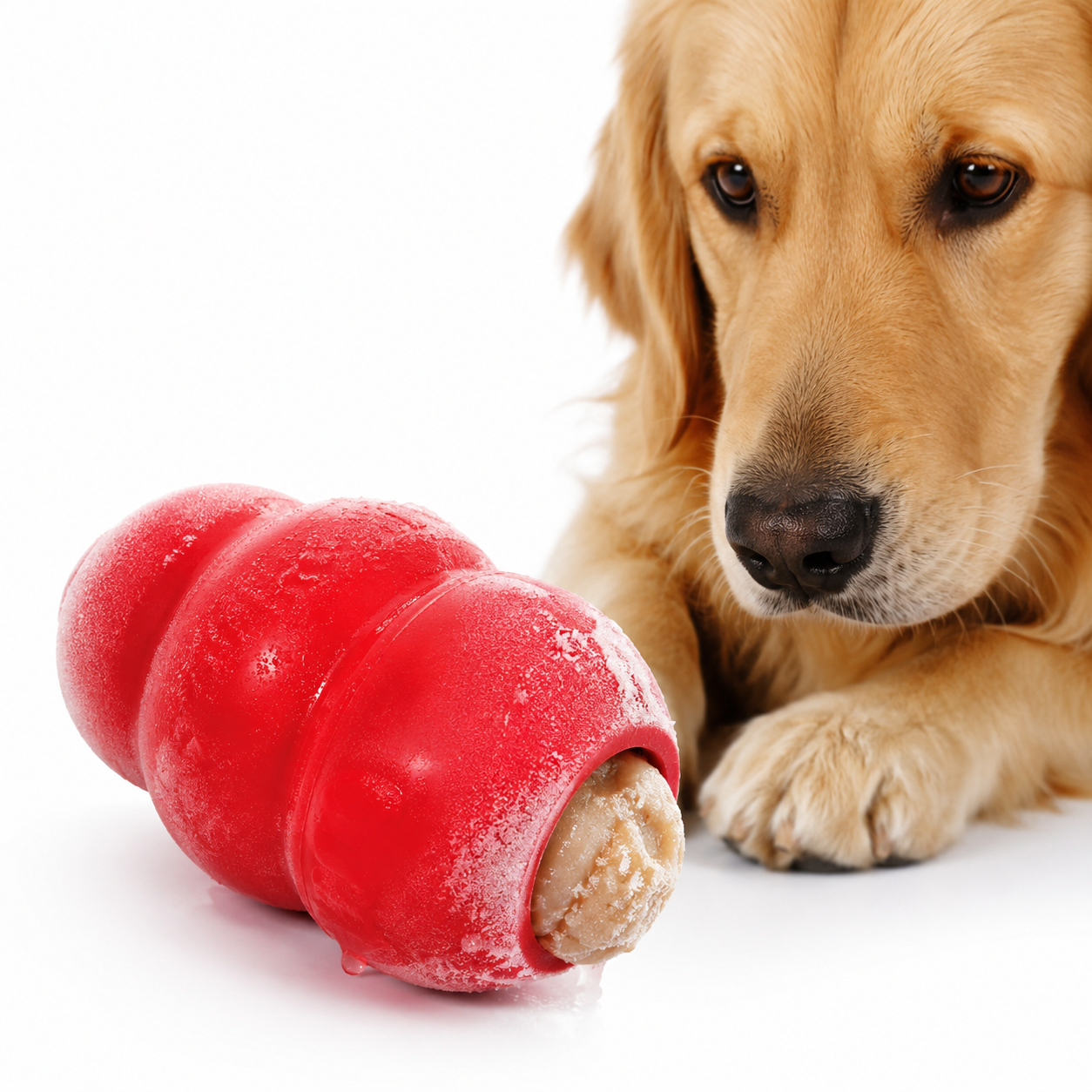 KONG Classic Hundespielzeug rot gefüllt und gefroren