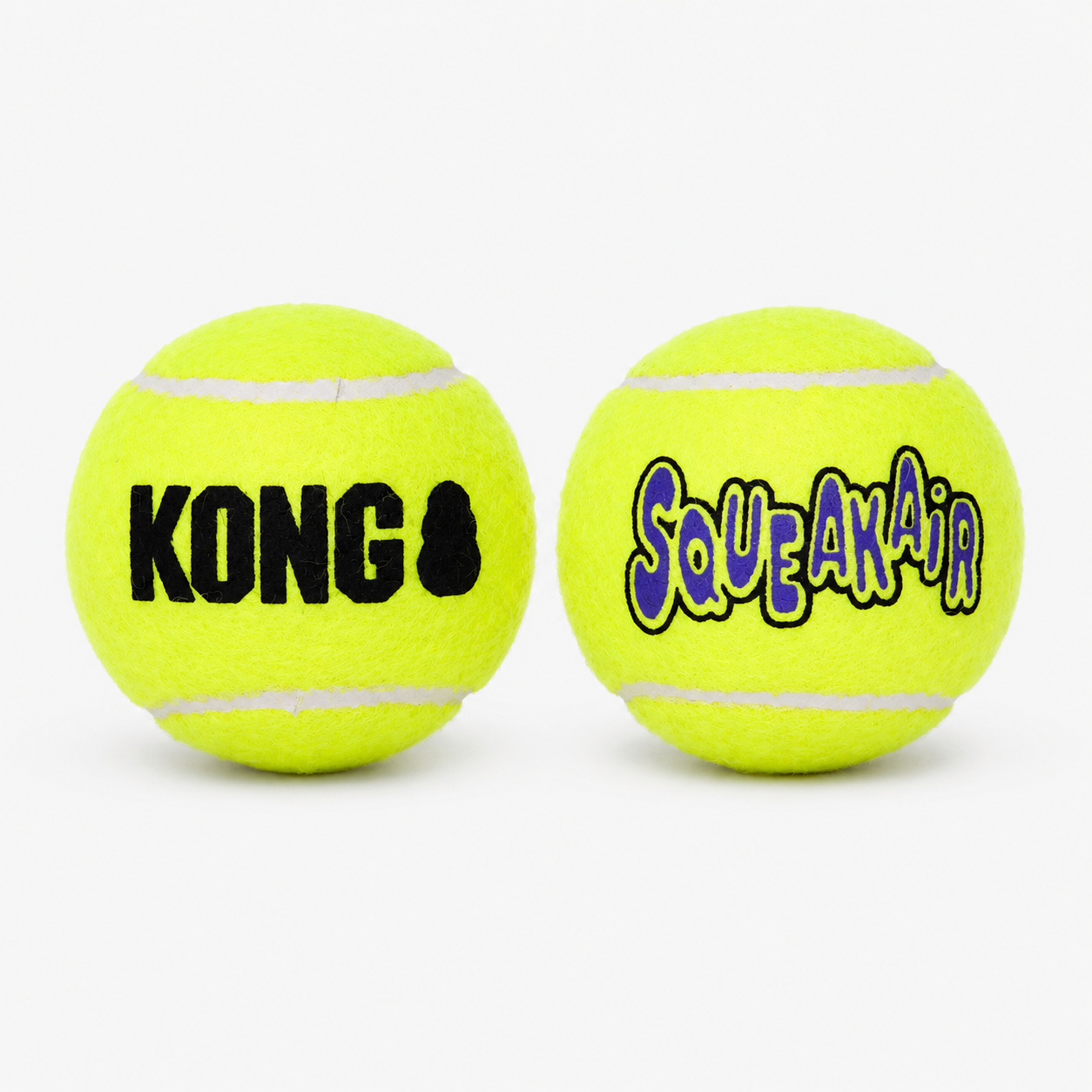 Zwei KONG SqueakAir Tennisbälle als quietschendes Hundespielzeug